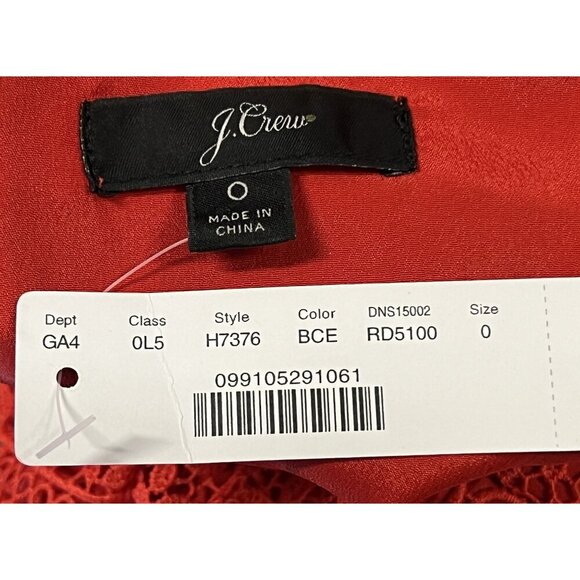 J Crew Women Sheath Dress Red Size 0 Ruffle Eyelet Lined Women Round Neck New - Picture 6 of 8